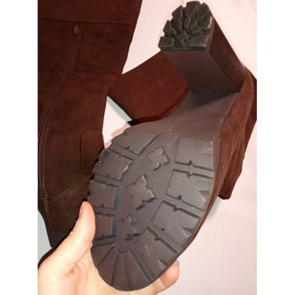 Shandee Tall-E Just Fab Brown 4.5" Heel Knee High Boots Size 10 BRAND NEW - Picture 5 of 7